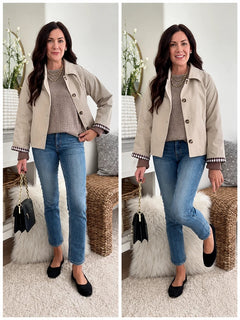 TrenchEase – Classic Cropped Trench Jacket