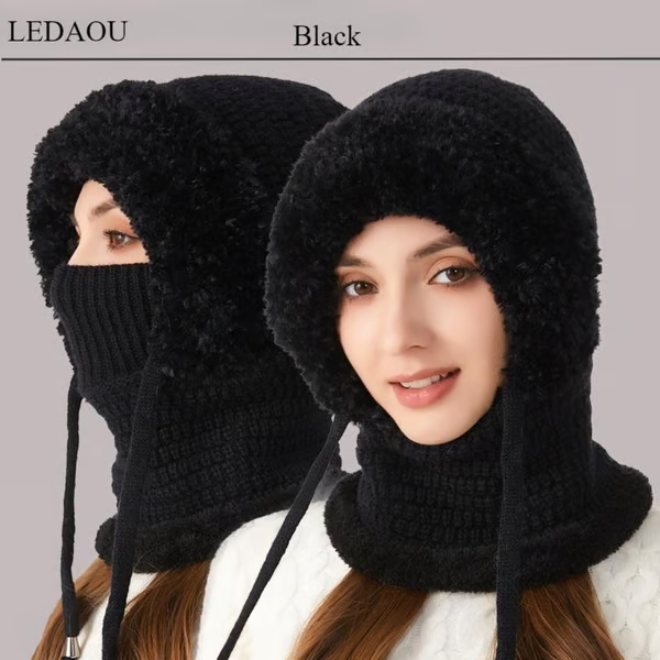 CozyHood – 💥🎁 Plush-Lined Knit Hooded Balaclava with Built-In Scarf