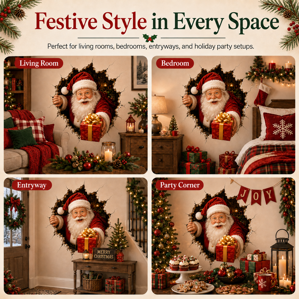 YuleBreak – 🔥 19.7 in (50.0 cm) Christmas Breaking Through the Wall Decal