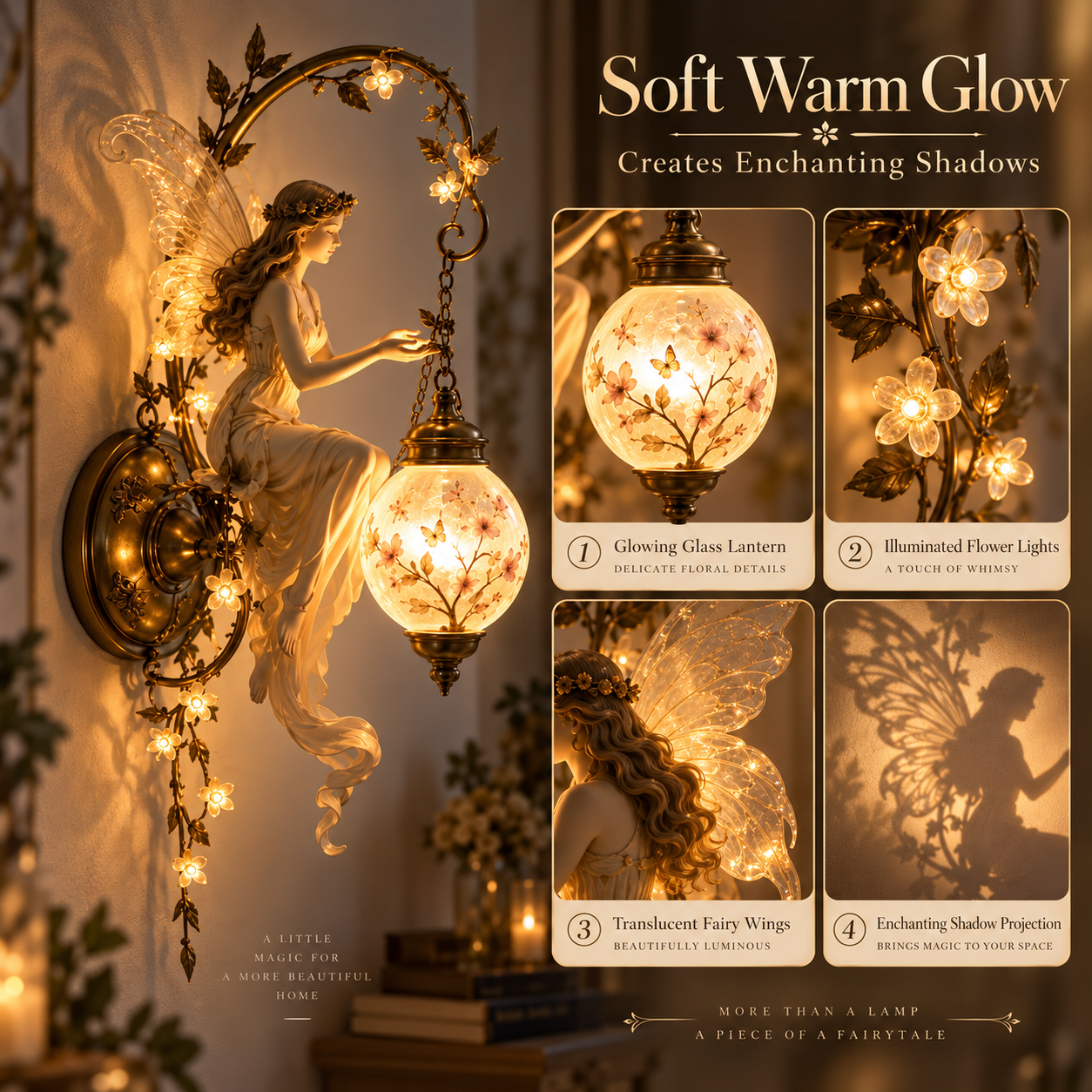 BlossomSprite – ⏰🧚✨ Enchanted Fairy Blossom Lantern Wall Light 🌸🏮