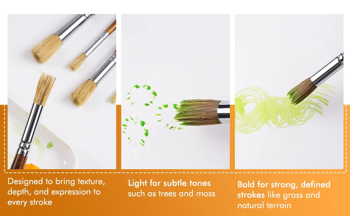 TextureRing – 5-Piece Hollow Hog Bristle Paint Brush Set