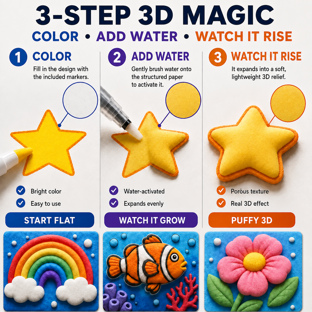 PuffMagic – ✨3D Puff-Effect Textured Craft Paper ✈️