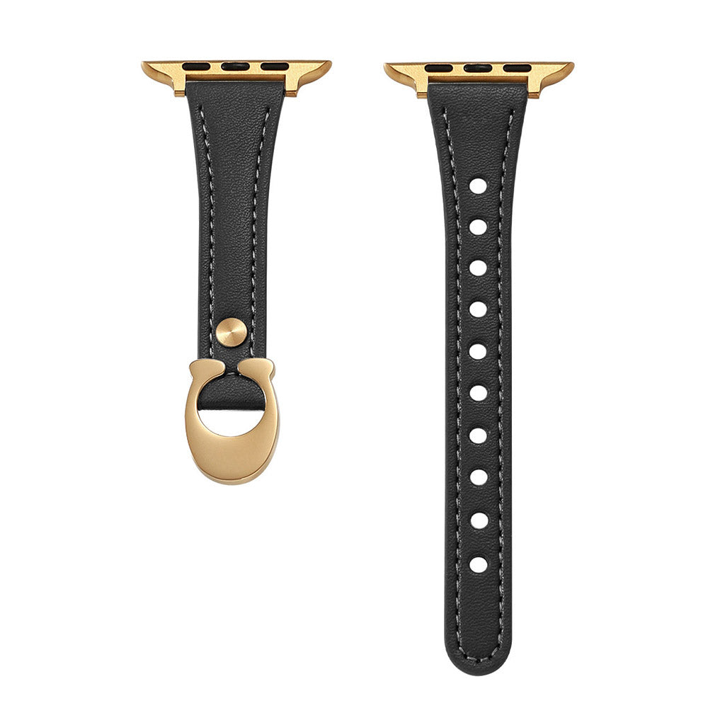 CharmCurve – Slim Genuine Leather Apple Watch Strap with Metal Charm