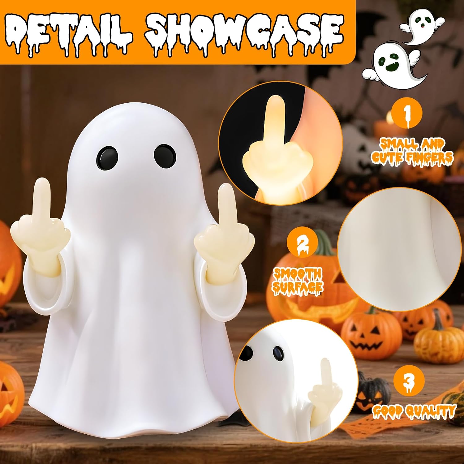 GrudgeGlow – Middle Finger Ghost Wall Night Light