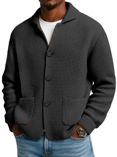 WaffleEase – Men’s Textured Knit Cardigan Jacket