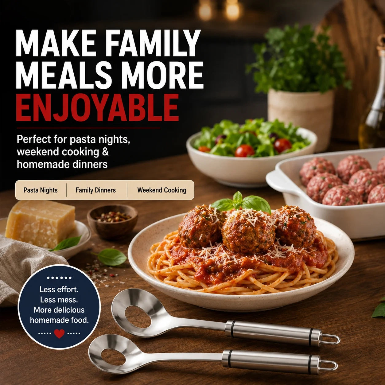 🍝 MeatballMate – 2-Pack Stainless Steel Meatball Maker Spoon for Mess-Free Shaping