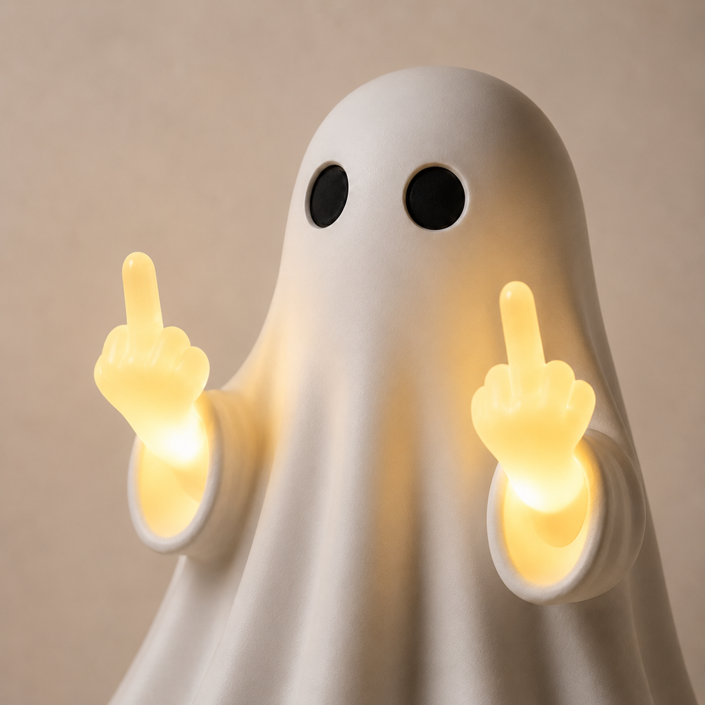 GrudgeGlow – Middle Finger Ghost Wall Night Light
