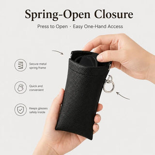 SnapSight – Spring-Open PU Leather Glasses Pouch