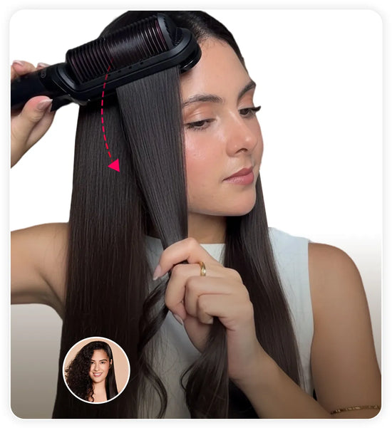 TYMO FLIPRO heated blowout comb smoothing hair from root to tip