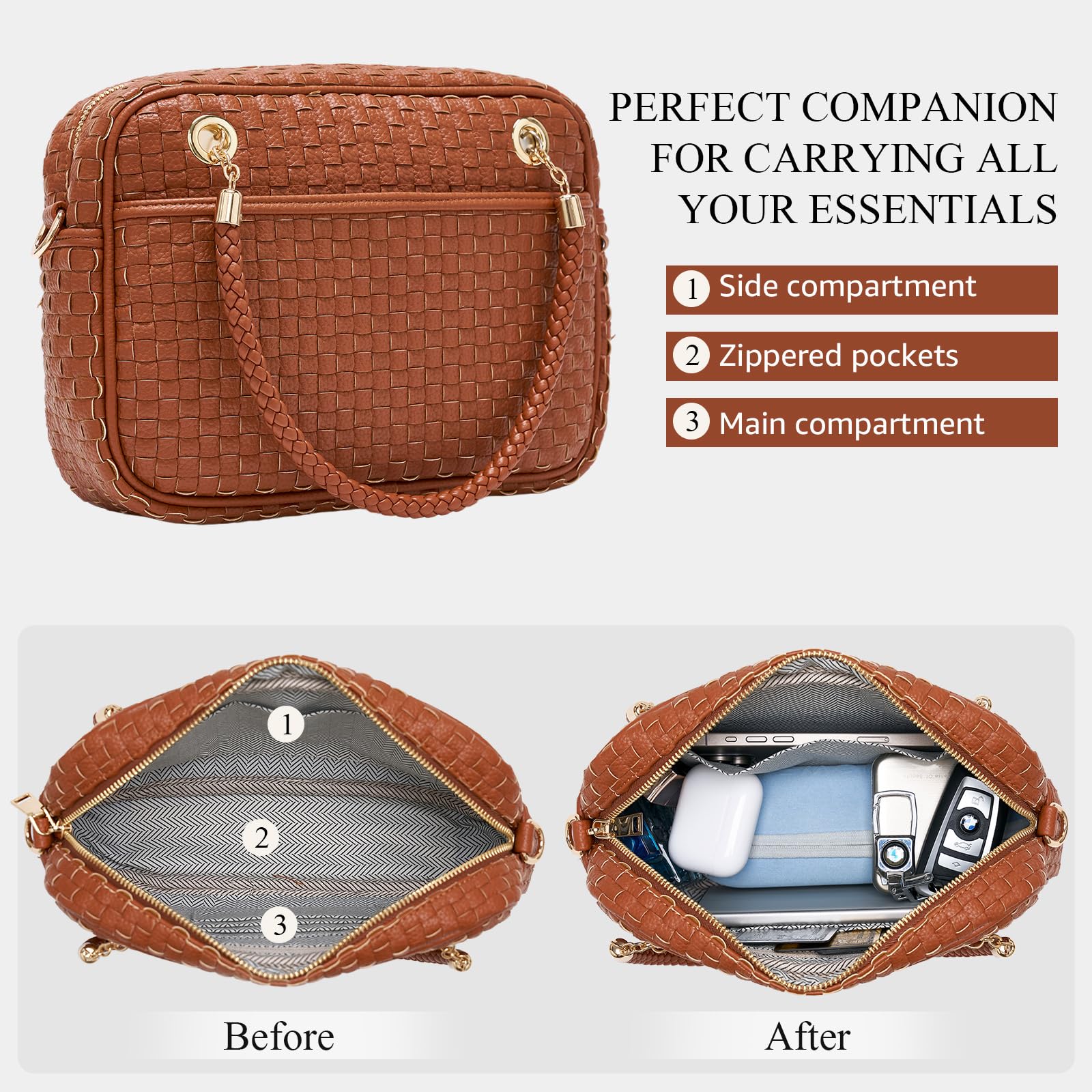 CheckWeave – Chic Checkered Woven Top Handle Crossbody Shoulder Bag in Vegan Leather