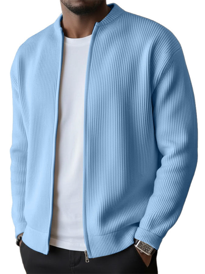 UrbanRib – Men's Ribbed Stand-Collar Zip-Up Jacket