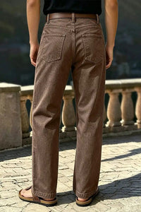 StitchLine – 🔥 Solid Stitch Detail Patch Pocket Mid-Rise Straight-Leg Pants