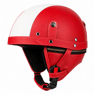 AviatorRide – Vintage PU Leather DOT Motorcycle Half Helmet with Goggles
