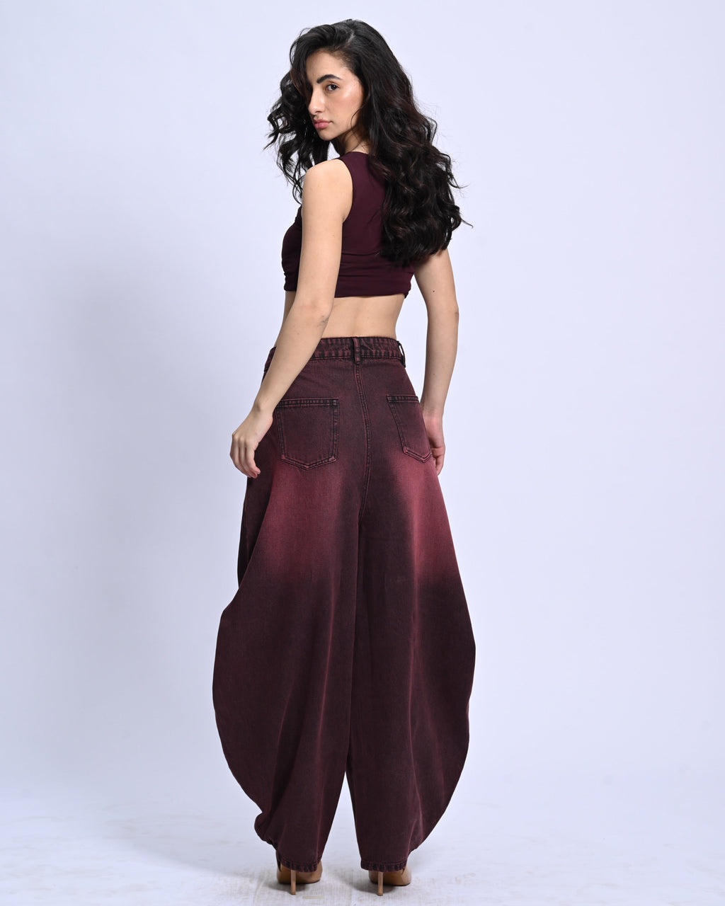 BarrelBloom – High-Rise Barrel Cut Wide-Leg Denim