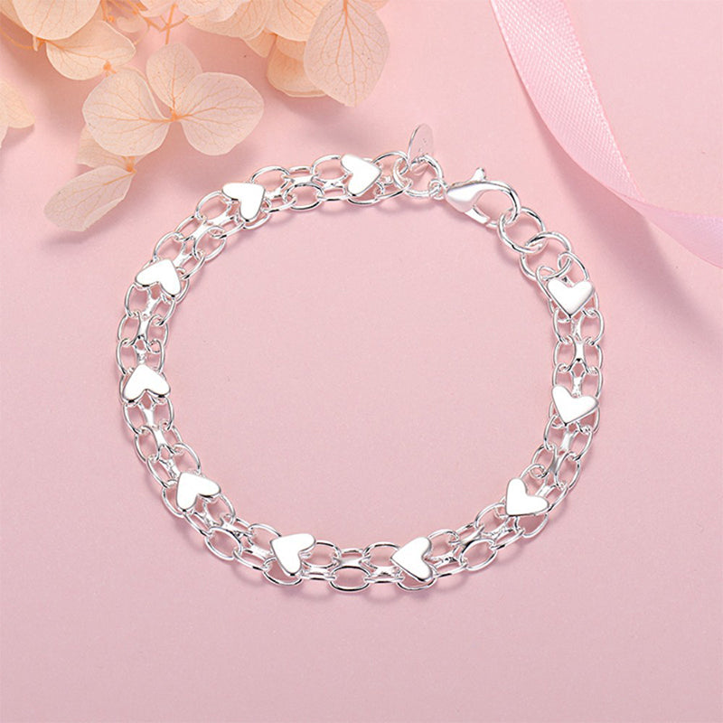 HeartLace – Double Chain Heart Charm Bracelet