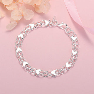 HeartLace – Double Chain Heart Charm Bracelet