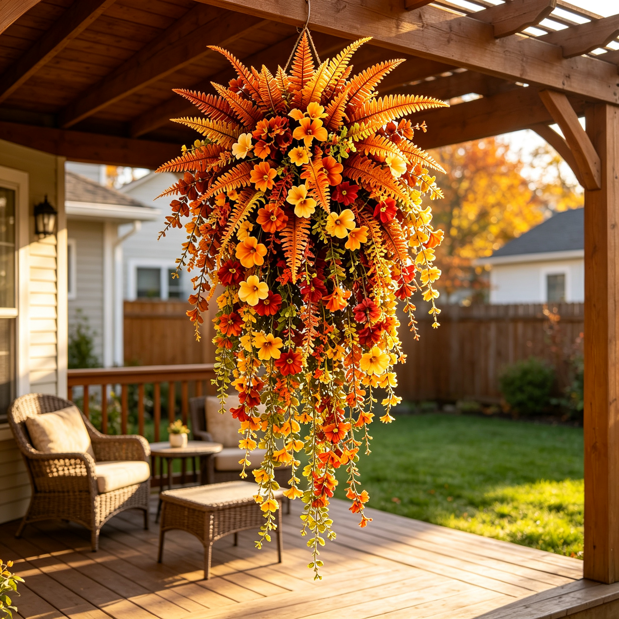 HarvestCascade – 💥🍂 Artificial Fall Harvest Hanging Basket for Autumn Porch & Door Decoration