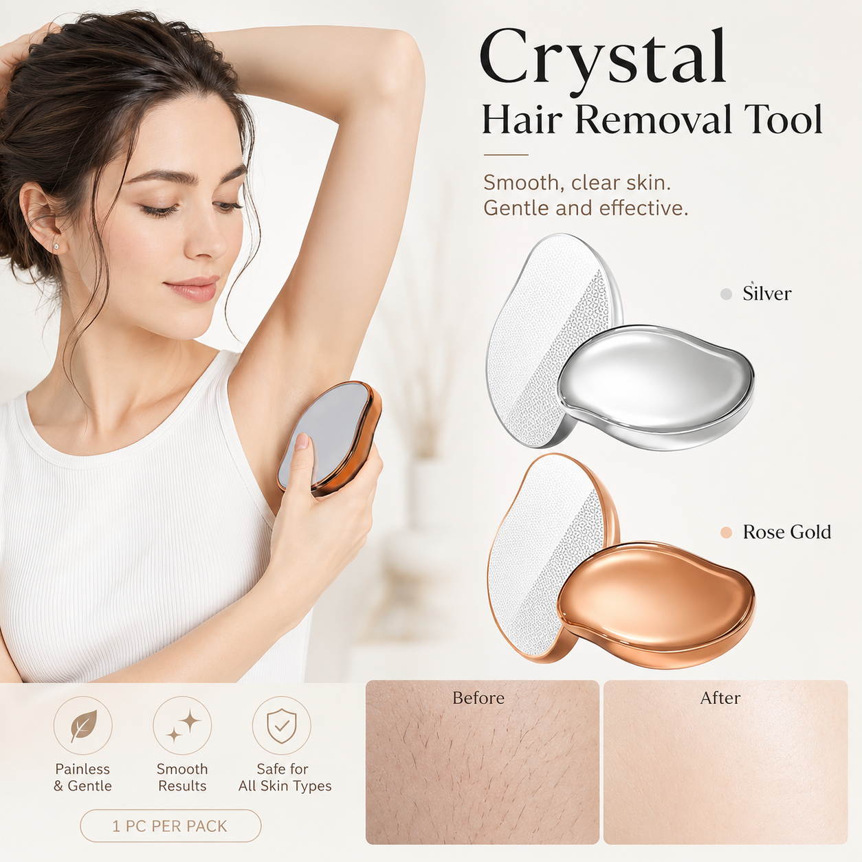 ✨ GlideSilk – Crystal Hair Eraser for Reusable Hair Removal & Exfoliation