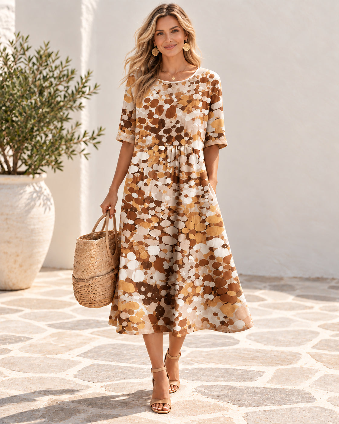 BloomWash – Watercolor Floral Milk Silk Dress
