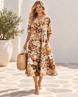 BloomWash – Watercolor Floral Milk Silk Dress
