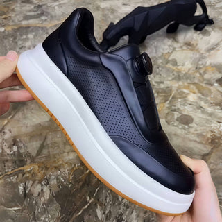 DialStride – Genuine Leather Round-Toe Casual Sneakers