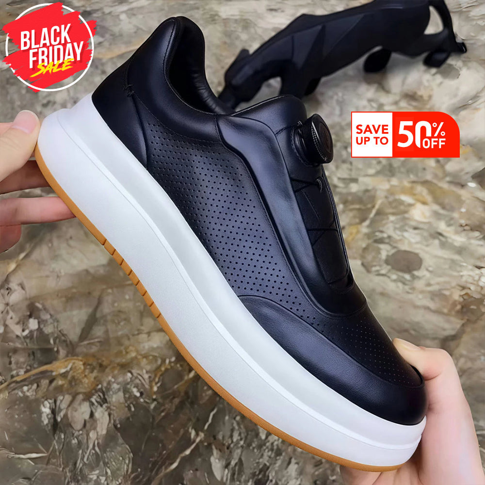 DialStride – Genuine Leather Round-Toe Casual Sneakers
