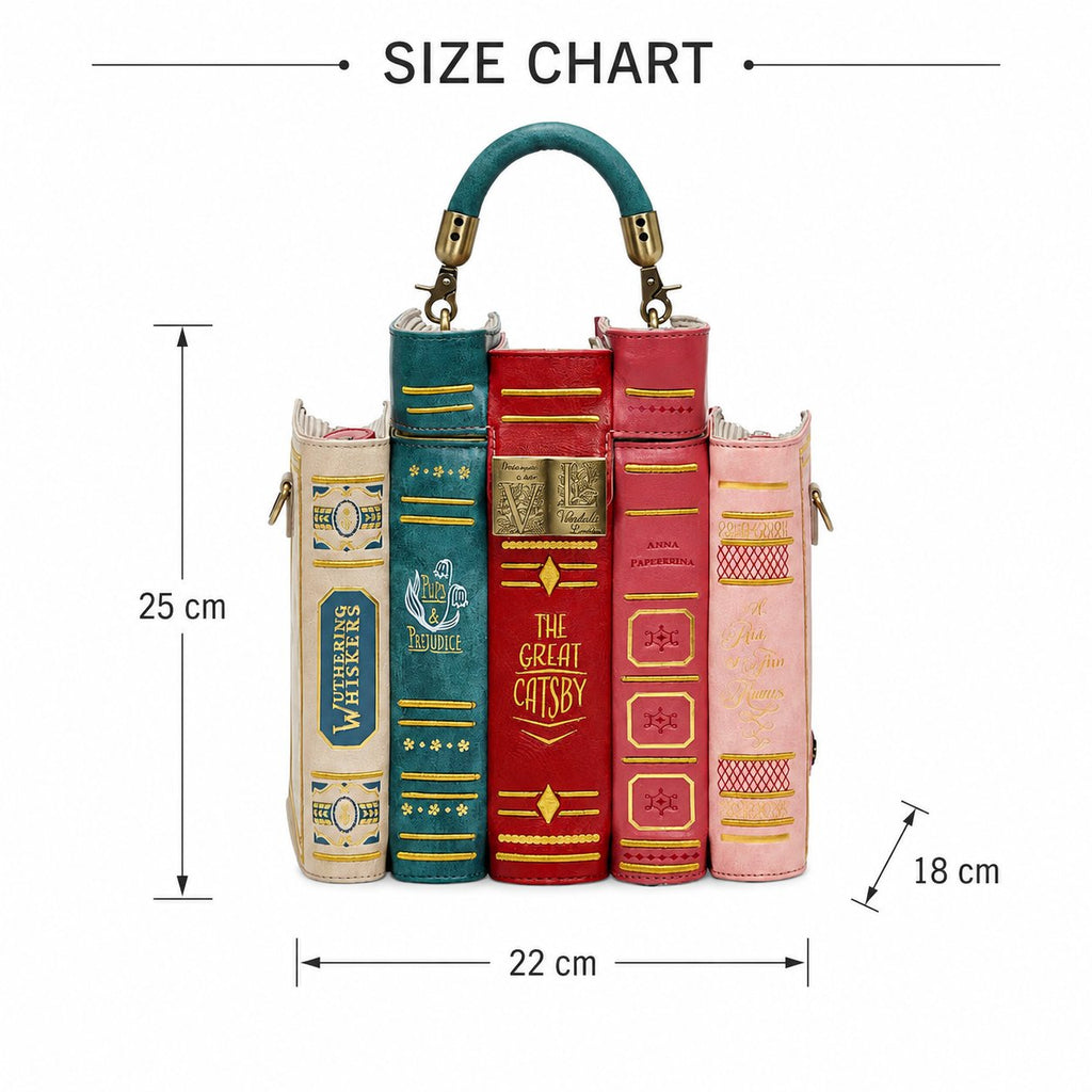 ShelfTote – Vintage Stacked Books Crossbody & Top Handle Handbag