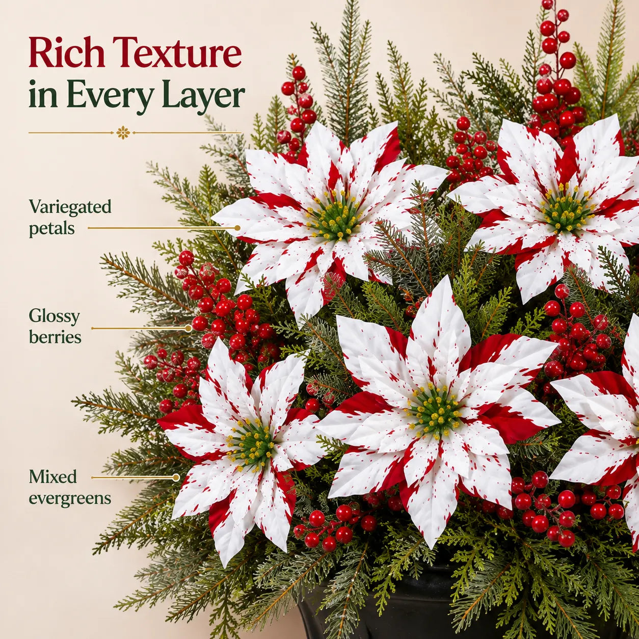 🌸 PoinsettiaGlow – Classic Red Artificial Christmas Planter Inserts