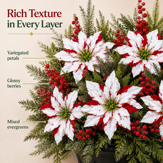 🌸 PoinsettiaGlow – Classic Red Artificial Christmas Planter Inserts
