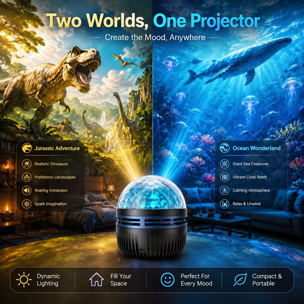 🦖🎁StarDrift – 360° Smart Holographic Starry Sky Projector (HD Smart Dynamic 5D)