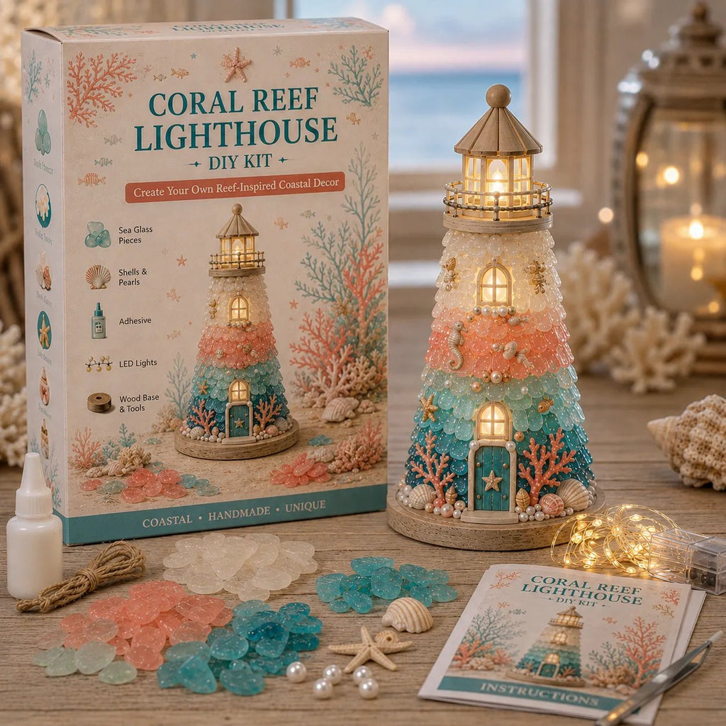 GlowHarbor – ⏳ 🌊 Beginner-Friendly DIY Lighted Sea Glass-Style Lighthouse Kit with LED Lights & Step-by-Step Guide 💕