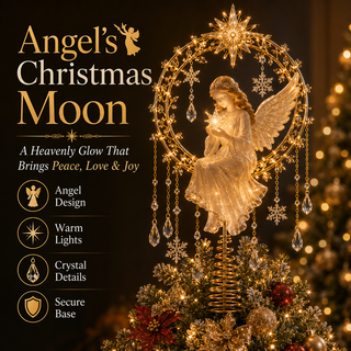 HaloSeraph – 🔥✨ Angel’s Christmas Moon Lighted Angel Tree Topper