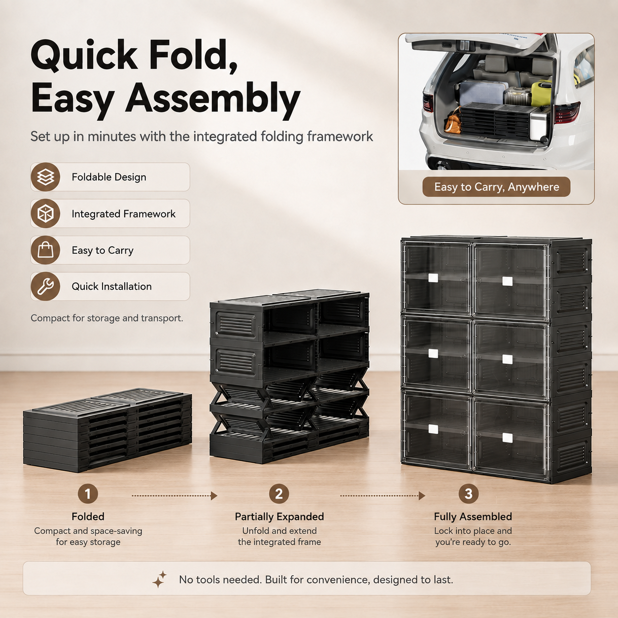 ClearStack – Foldable Shoe Organizer with Magnetic Doors