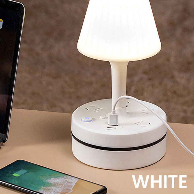 GlowDock – Bedside Lamp with Built-In Power Strip, USB and USB-C Charging