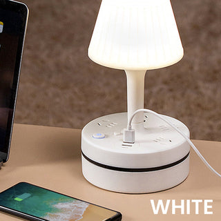 GlowDock – Bedside Lamp with Built-In Power Strip, USB and USB-C Charging