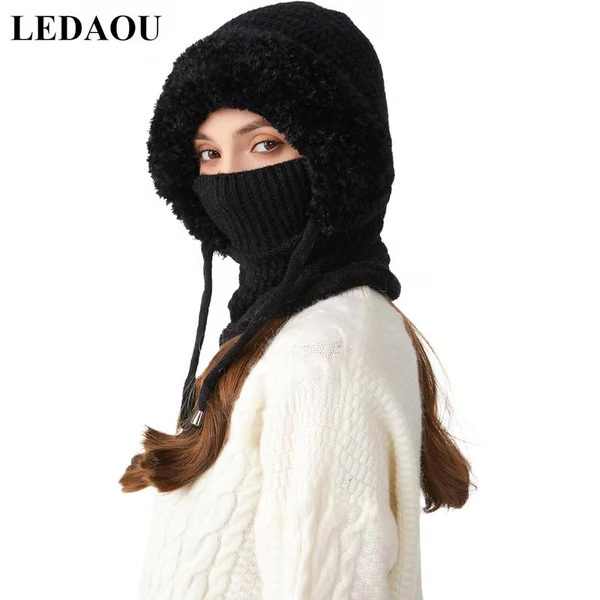 CozyHood – 💥🎁 Plush-Lined Knit Hooded Balaclava with Built-In Scarf