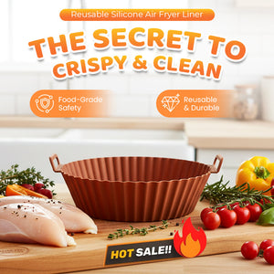 🔥 CrispNest – 6-Piece Non-Stick Silicone Air Fryer Baking Tray Set
