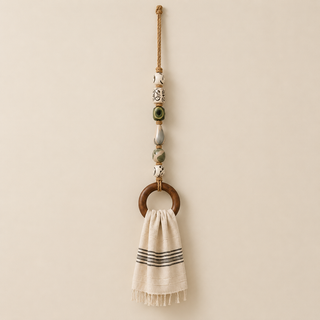 TerraLoop – Decorative Beaded Towel Hanger with Wooden Ring
