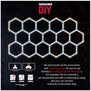 GaragesDIY hexagon LED light connector and light tube installation instructions