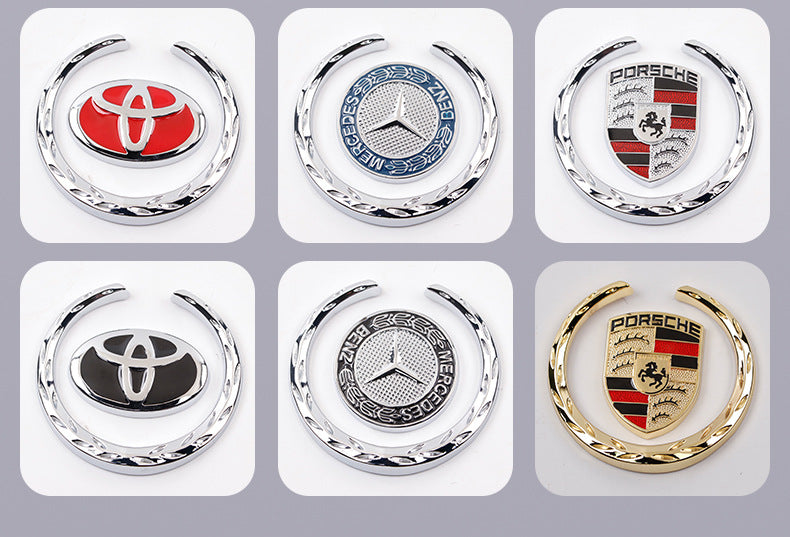 LaurelBadge – 3D Metal Window Emblem Sticker with Chrome Wreath