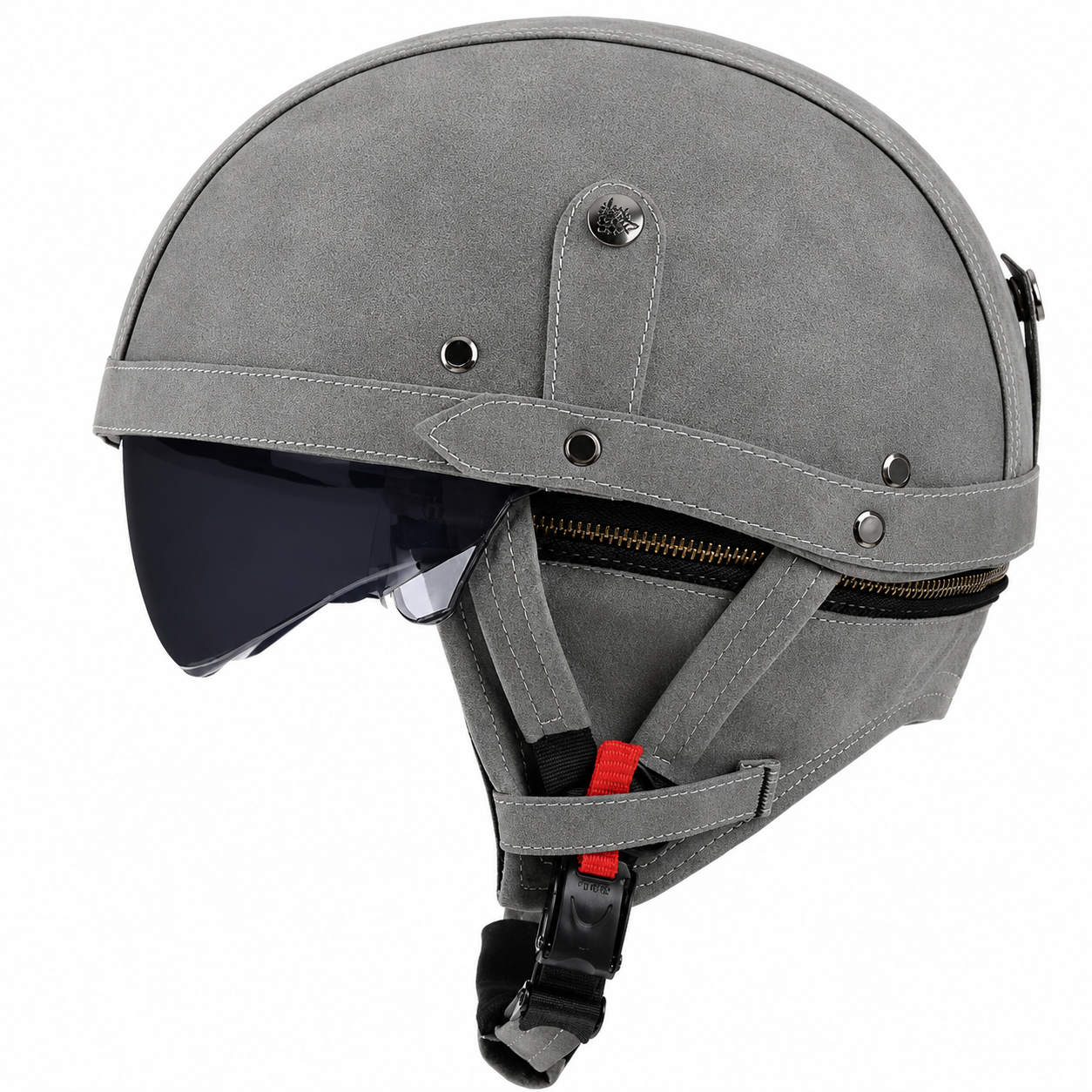 AviatorRide – Vintage PU Leather DOT Motorcycle Half Helmet with Goggles