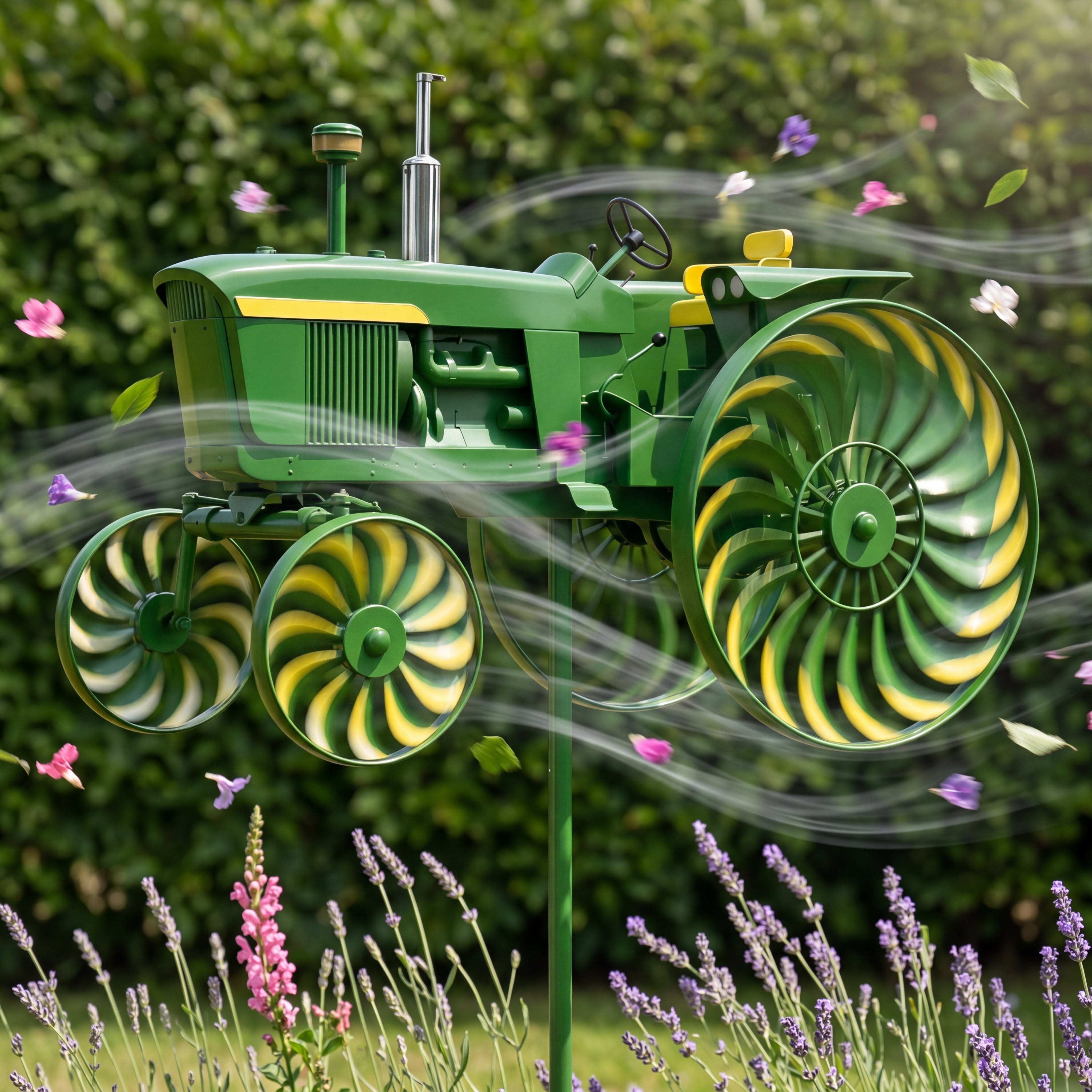 TractorTwirl – Handcrafted Vintage Tractor Wind Spinner with Ground Stake