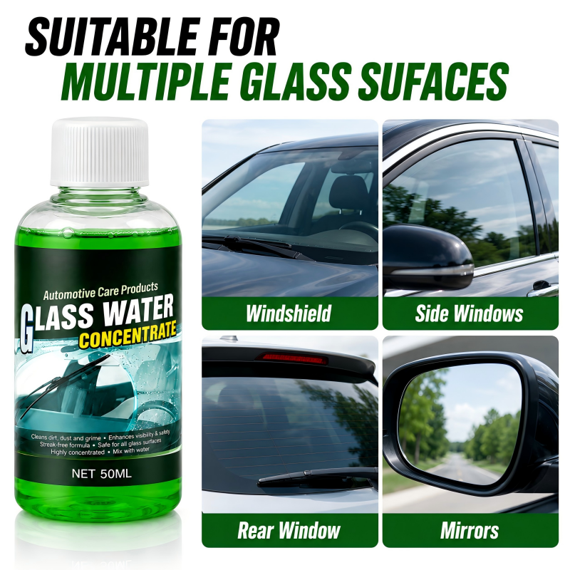 ClearDrive – 🥳💧✨Glass Concentrate: 10 ml Makes 1 L, Cuts Bugs & Grime, Streak-Free 🚗💪