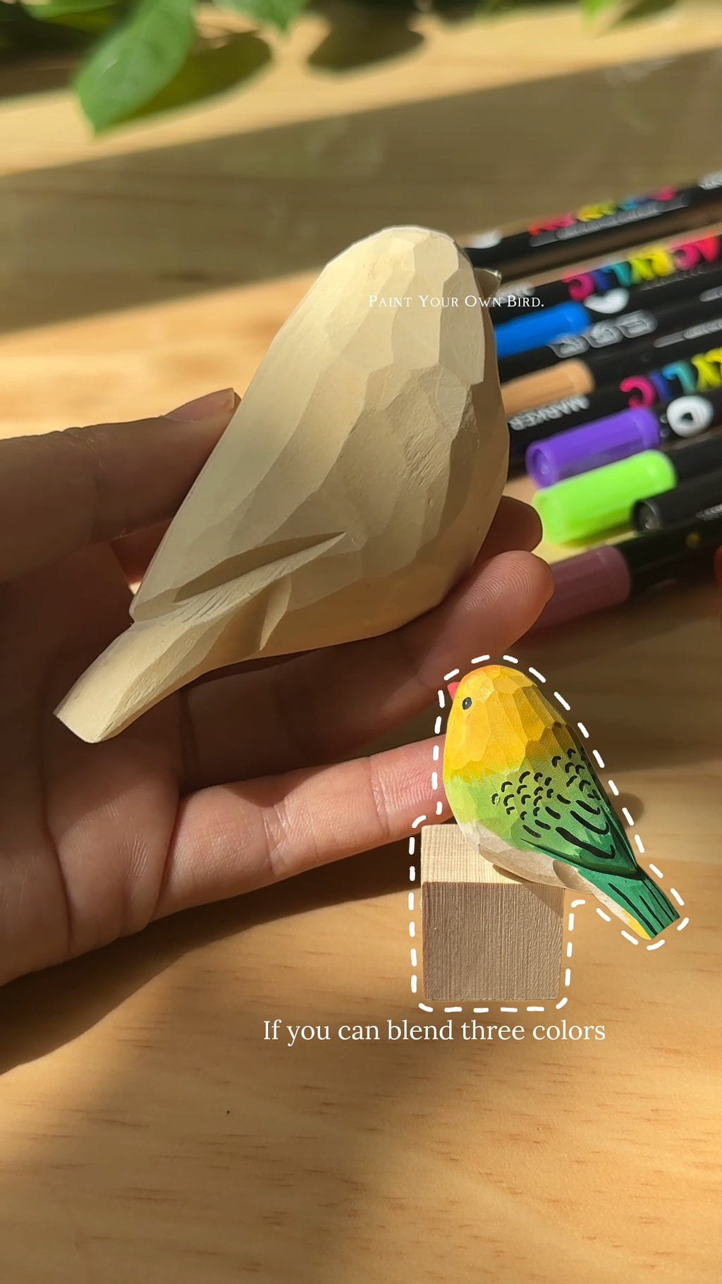 Instagram post with the caption: If you can blend three colors, you can paint this little bird. �...