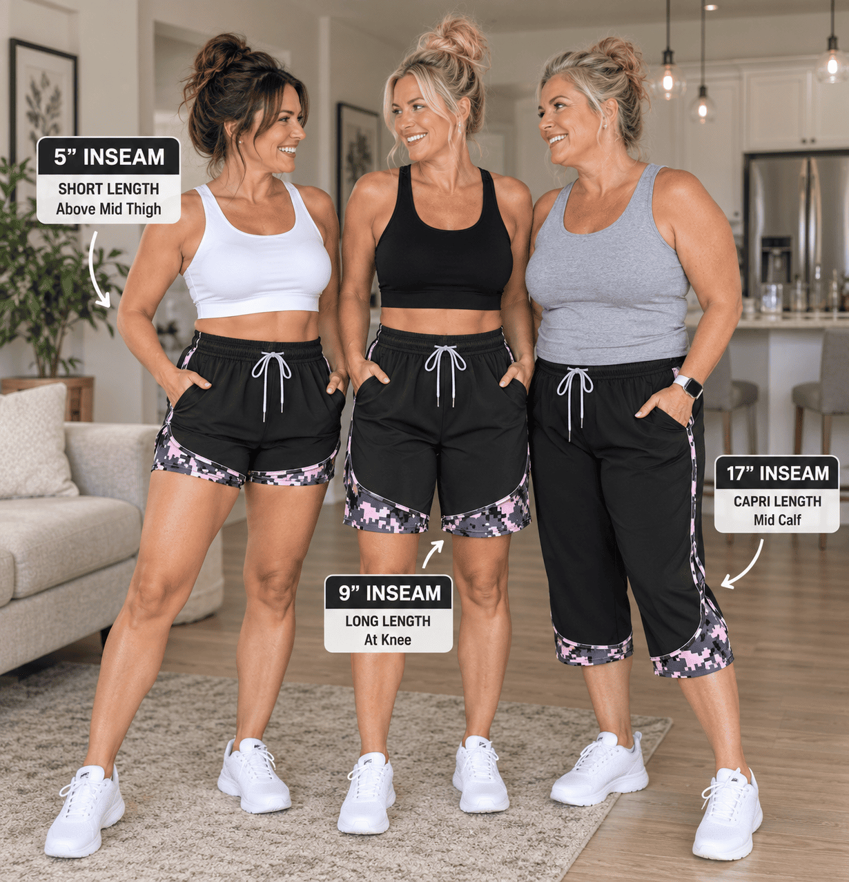 MoveEase – Women’s Double-Layer Athletic Shorts with Pockets