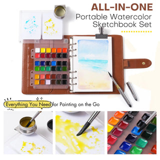 WanderPalette – Ring-Bound Watercolor Travel Set with Cotton Paper