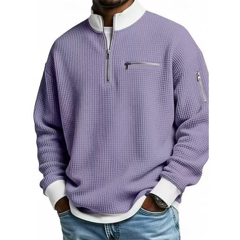 ZipCrest – Men's Casual Stand-Up Collar Contrast-Zip Sweatshirt