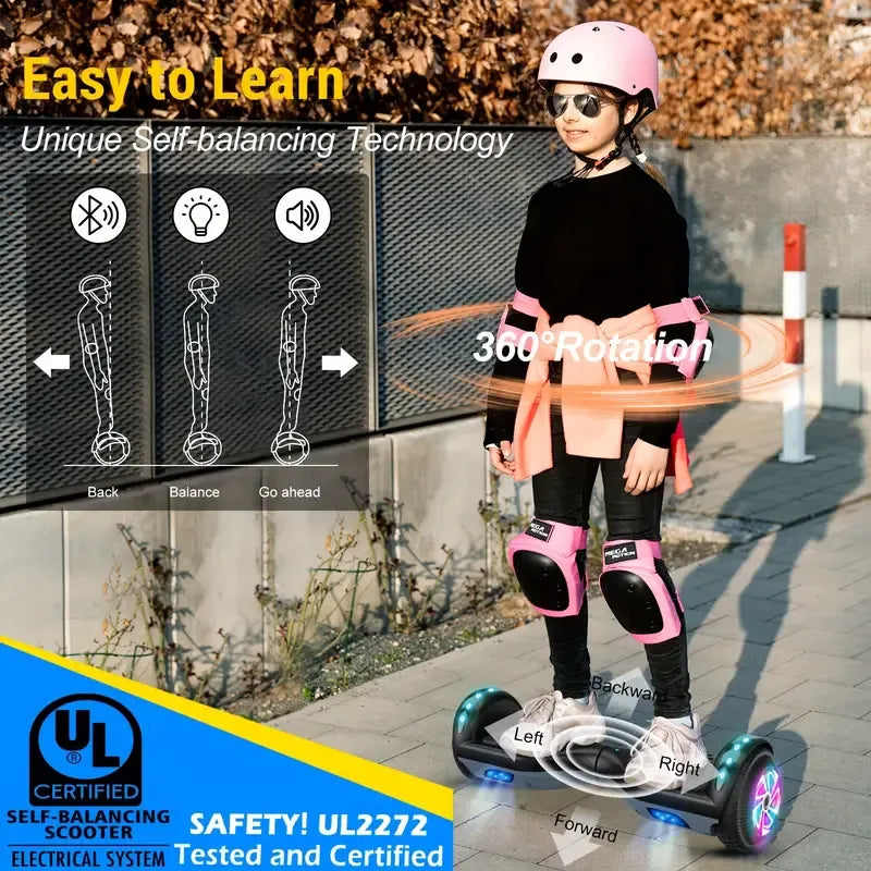 GlowGlide – All-Terrain Self-Balancing Hoverboard with LED Wheels