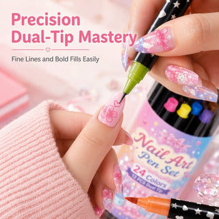 NailSketch – ⏳⏰ 24-Color Dual-Ended Nail Art Pen Set 🪄🎨