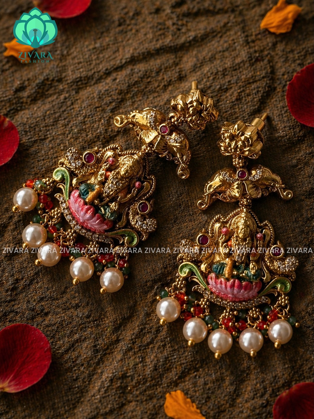 LakshmiGrace – Temple-Style Lakshmi Necklace & Earring Set
